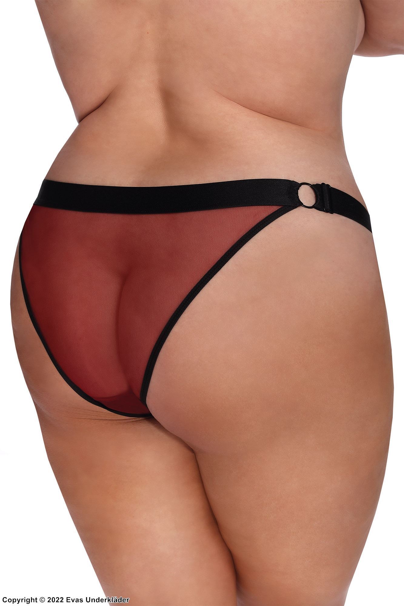 Romantische Cheeky-Höschen, Tüll, Spitzeneinlagen, durchsichtige Rückseite, Plus Size